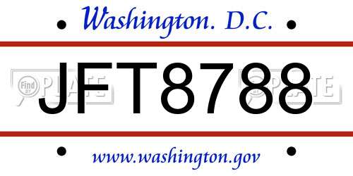 JFT8788 District Of Columbia License Plate