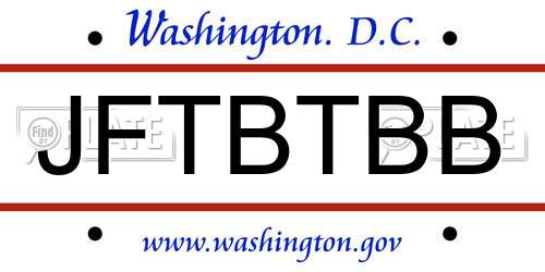 JFTBTBB District Of Columbia License Plate