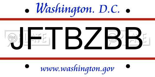 JFTBZBB District Of Columbia License Plate