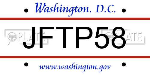 JFTP58 District Of Columbia License Plate