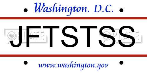 JFTSTSS District Of Columbia License Plate