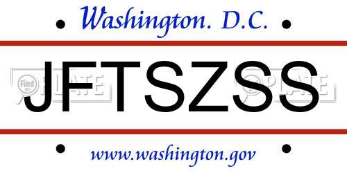 JFTSZSS District Of Columbia License Plate