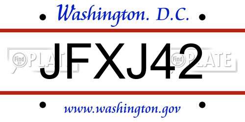 JFXJ42 District Of Columbia License Plate