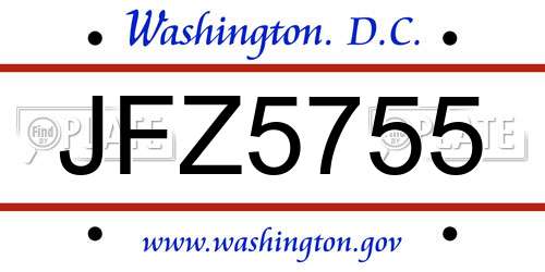 JFZ5755 District Of Columbia License Plate
