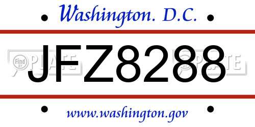 JFZ8288 District Of Columbia License Plate