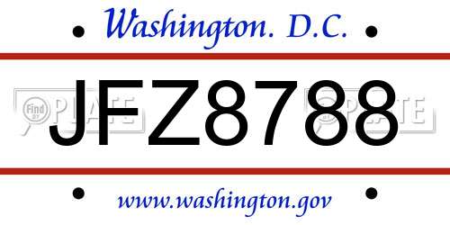 JFZ8788 District Of Columbia License Plate