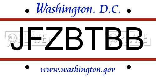 JFZBTBB District Of Columbia License Plate