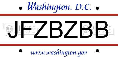 JFZBZBB District Of Columbia License Plate