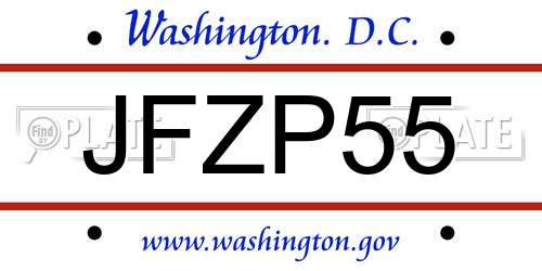 JFZP55 District Of Columbia License Plate