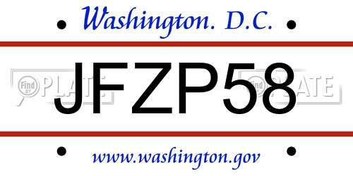 JFZP58 District Of Columbia License Plate