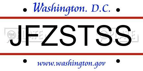 JFZSTSS District Of Columbia License Plate