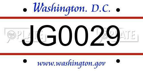JG0029 District Of Columbia License Plate