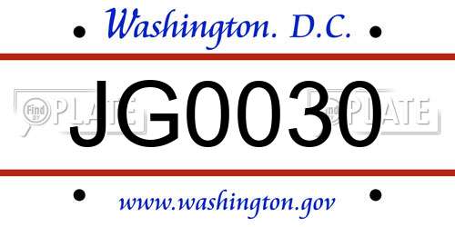 JG0030 District Of Columbia License Plate