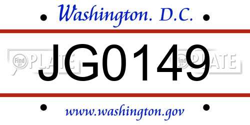 JG0149 District Of Columbia License Plate