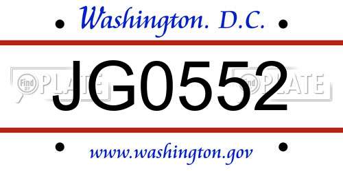 JG0552 District Of Columbia License Plate
