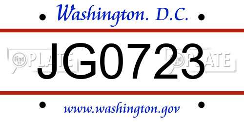 JG0723 District Of Columbia License Plate
