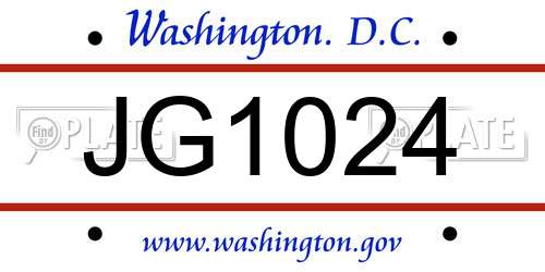 JG1024 District Of Columbia License Plate