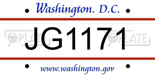 JG1171 District Of Columbia License Plate