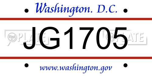 JG1705 District Of Columbia License Plate