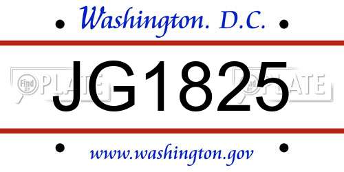 JG1825 District Of Columbia License Plate