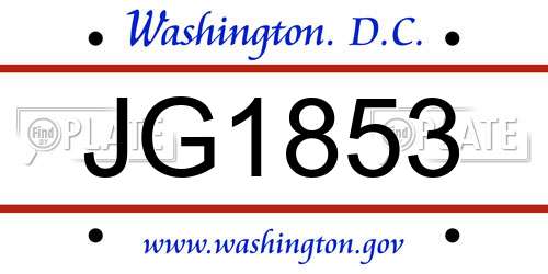 JG1853 District Of Columbia License Plate