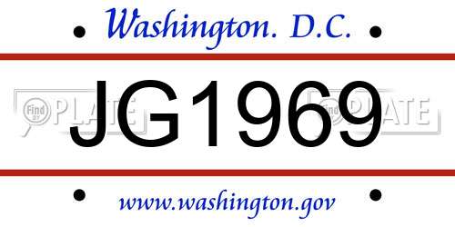 JG1969 District Of Columbia License Plate