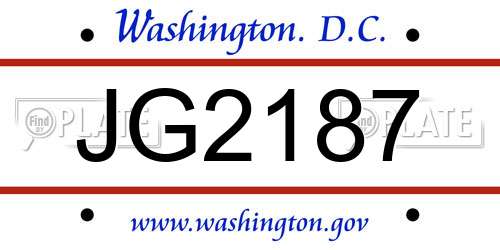 JG2187 District Of Columbia License Plate
