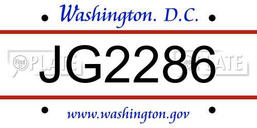 JG2286 District Of Columbia License Plate