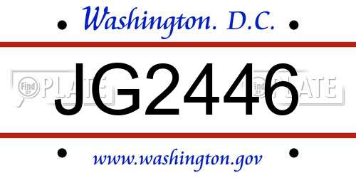 JG2446 District Of Columbia License Plate