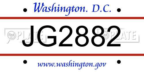 JG2882 District Of Columbia License Plate