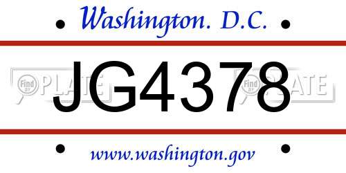 JG4378 District Of Columbia License Plate