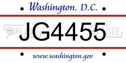 JG4455 District Of Columbia License Plate