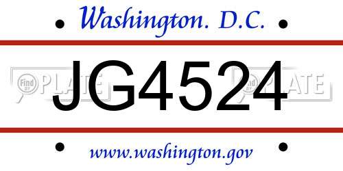 JG4524 District Of Columbia License Plate