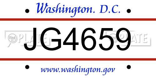 JG4659 District Of Columbia License Plate