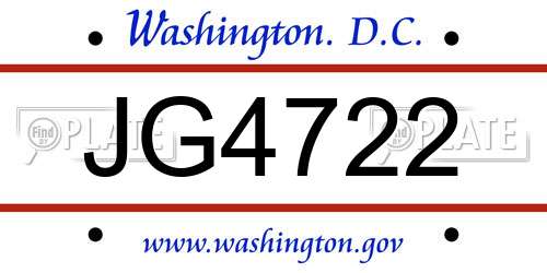 JG4722 District Of Columbia License Plate