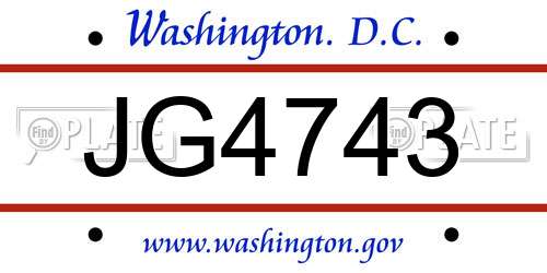 JG4743 District Of Columbia License Plate