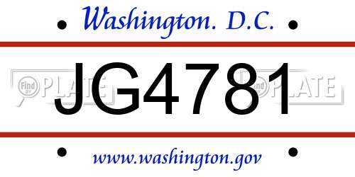 JG4781 District Of Columbia License Plate