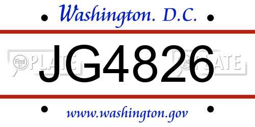JG4826 District Of Columbia License Plate