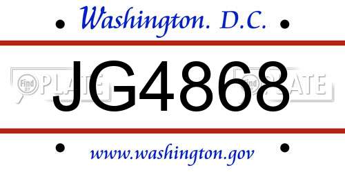 JG4868 District Of Columbia License Plate
