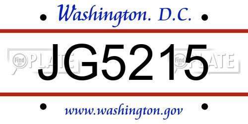 JG5215 District Of Columbia License Plate