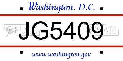 JG5409 District Of Columbia License Plate
