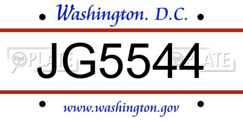 JG5544 District Of Columbia License Plate