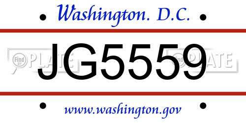 JG5559 District Of Columbia License Plate