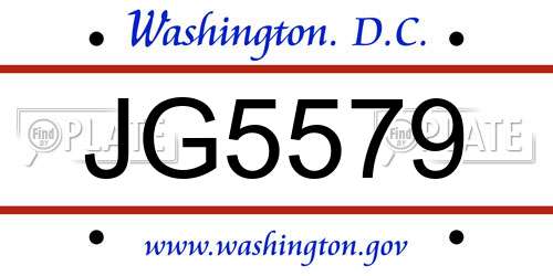 JG5579 District Of Columbia License Plate