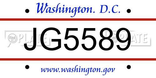JG5589 District Of Columbia License Plate