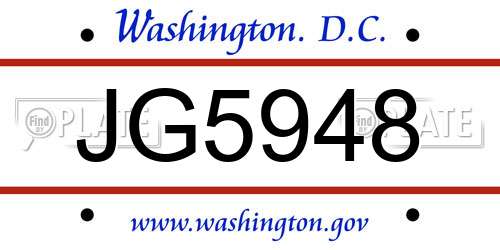 JG5948 District Of Columbia License Plate