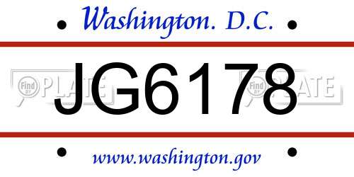 JG6178 District Of Columbia License Plate