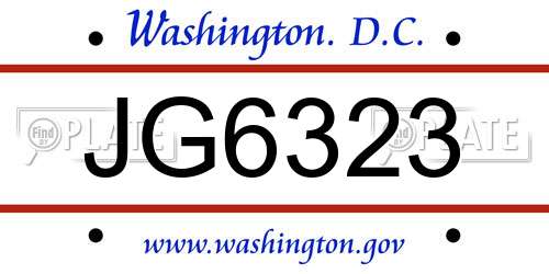 JG6323 District Of Columbia License Plate