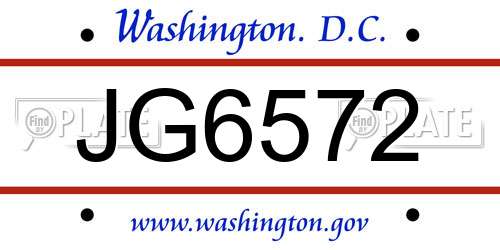 JG6572 District Of Columbia License Plate