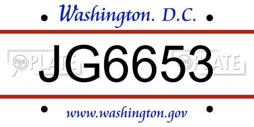 JG6653 District Of Columbia License Plate